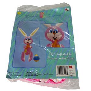 Kmart Easter Jubilee 36" Inflatable Bunny with Egg Pink Rabbit Vinyl Vintage NEW